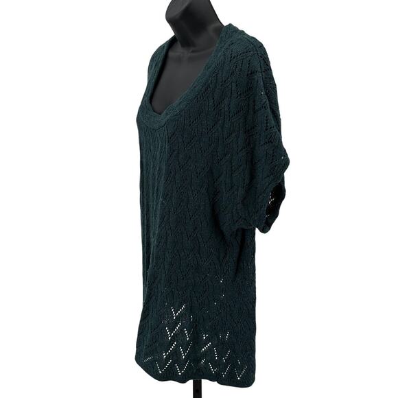 Coldwater Creek Knit Sweater WMNS XL Teal Scoop Neck Dolman Short Sleeve Top - Picture 4 of 5